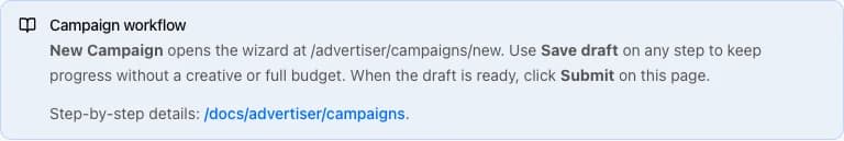 Campaign workflow alert on the campaigns list