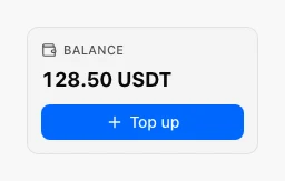 Advertiser sidebar balance card with Top up button