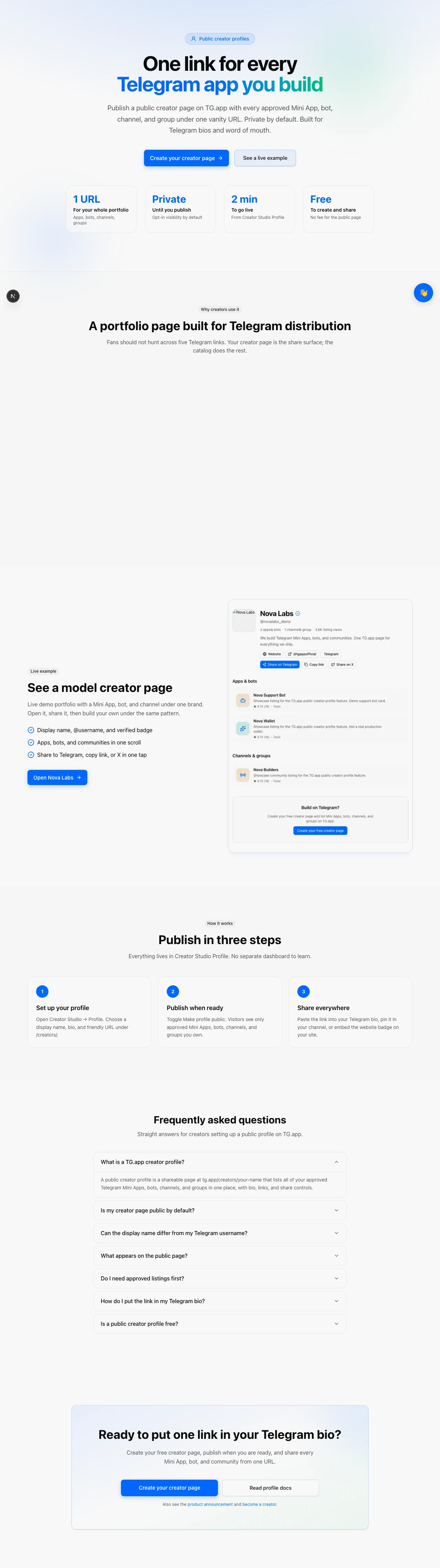 Redesigned Public Creator Profiles landing page