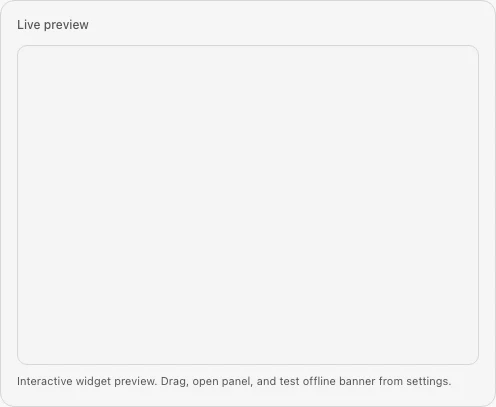 Customer Support widget live preview with chat panel open