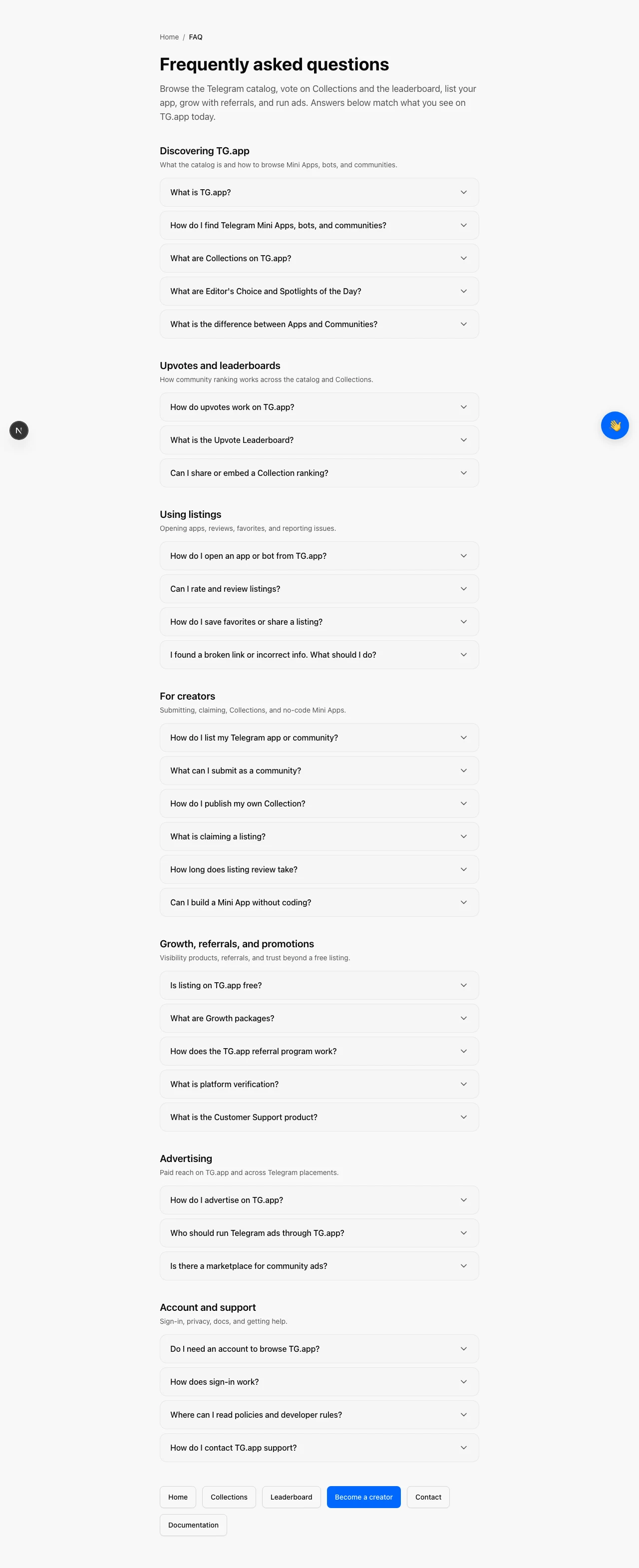 Full FAQ page with new Upvotes and leaderboards section
