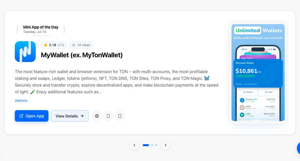 Homepage listing cards with rating beside the app name