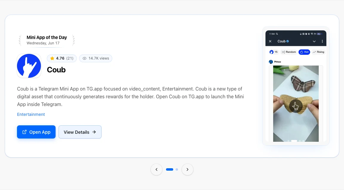 Spotlight carousel on the apps catalog page