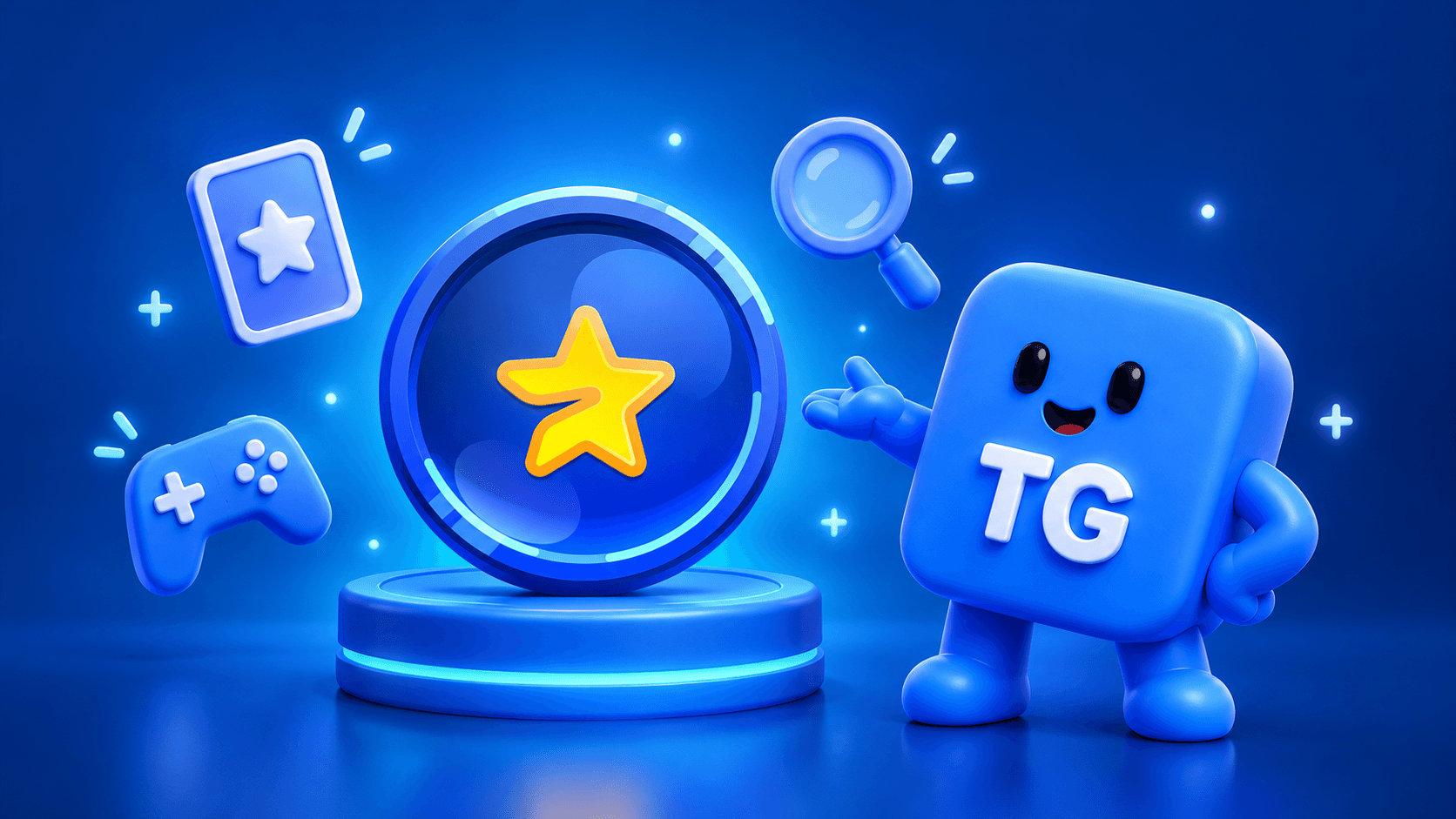 Major star emblem beside the TG.app mascot on a blue background