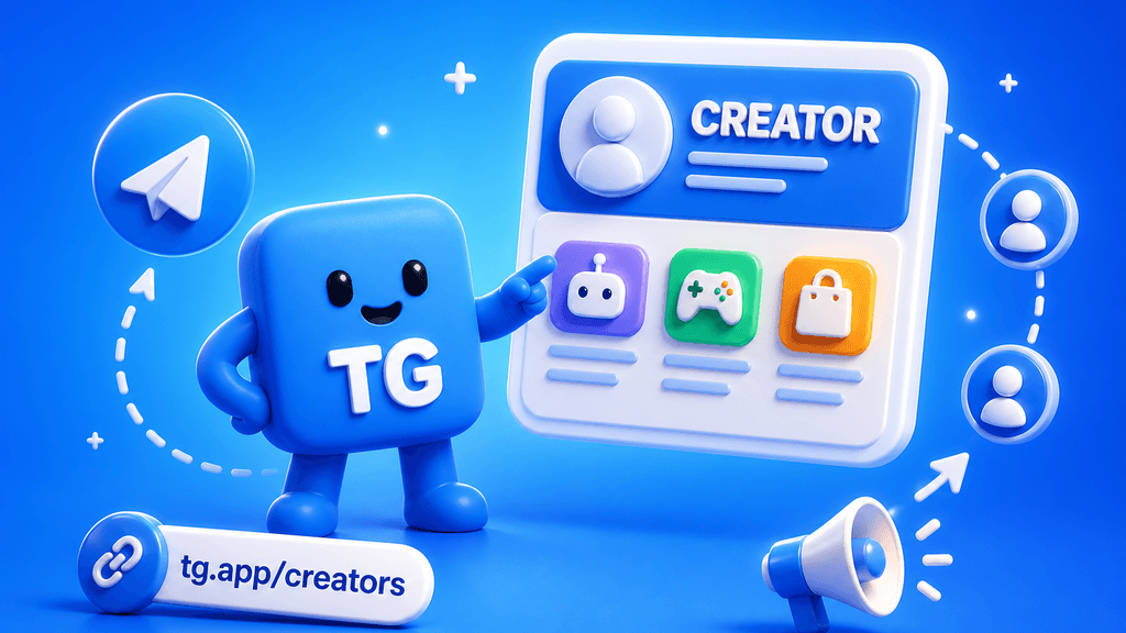 TG.app public creator pages with the blue cube mascot