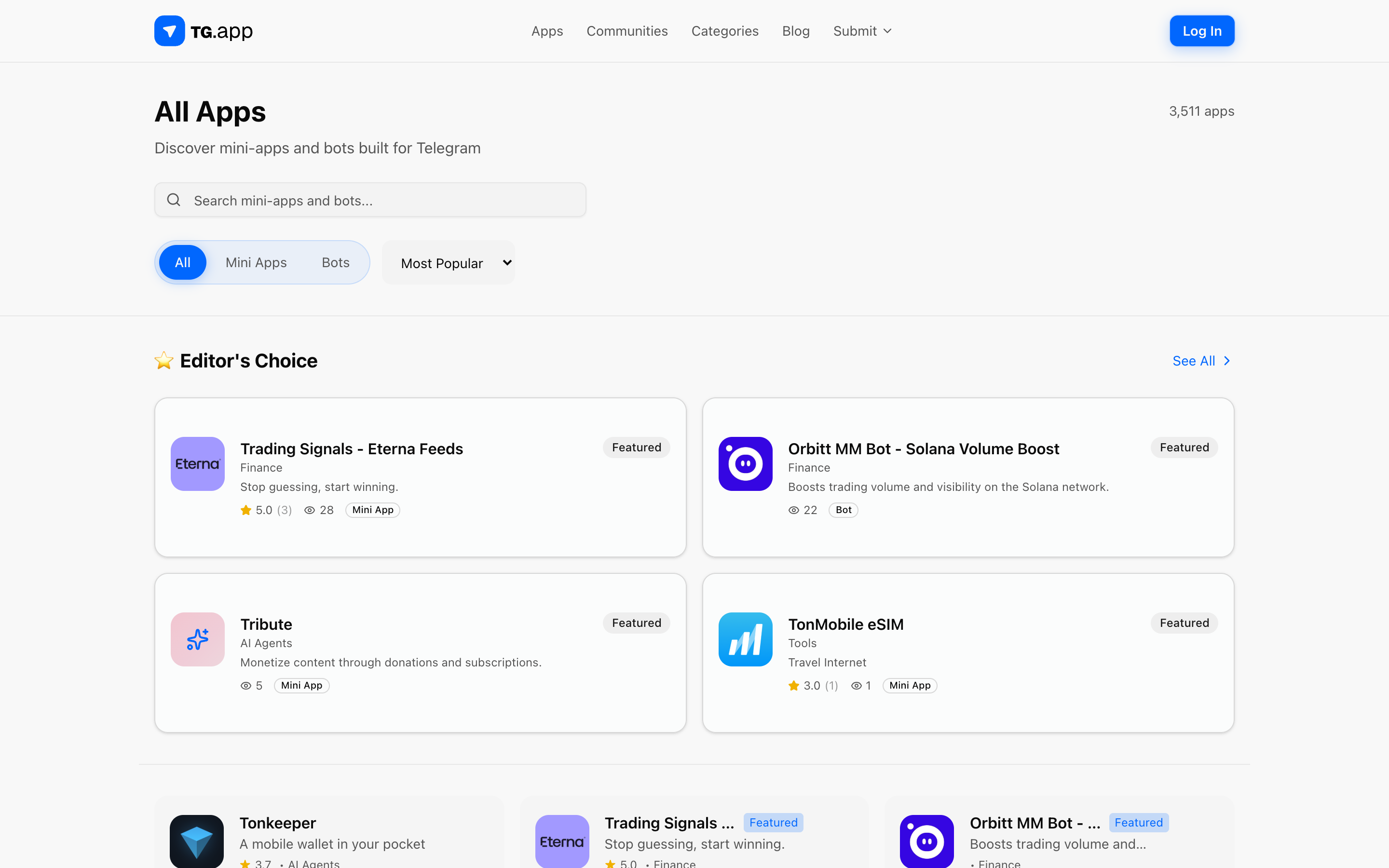 Apps catalog